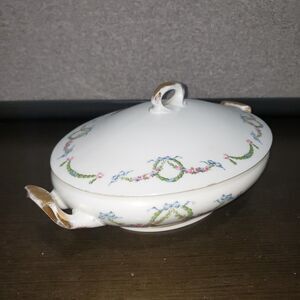 Vtg Silesia Oval Serving  Double Handles Bowl Tureen w/ Lid Germany